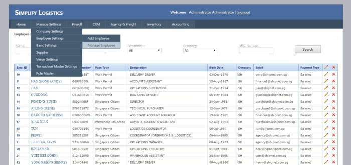 ERP software for logistics management